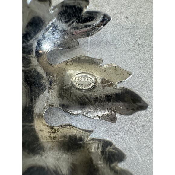 Vintage Turin Inc Sterling Silver Leaf Brooch Textured Maple Leaf Pin Signed - Picture 4 of 8